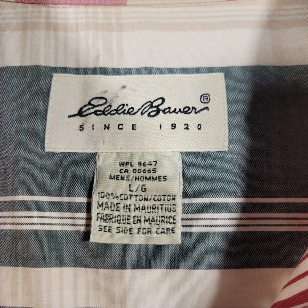 Eddie Bauer Plaid Button Down Shirt Mens L Multicolor‎ Cotton Long Sleeve Casual